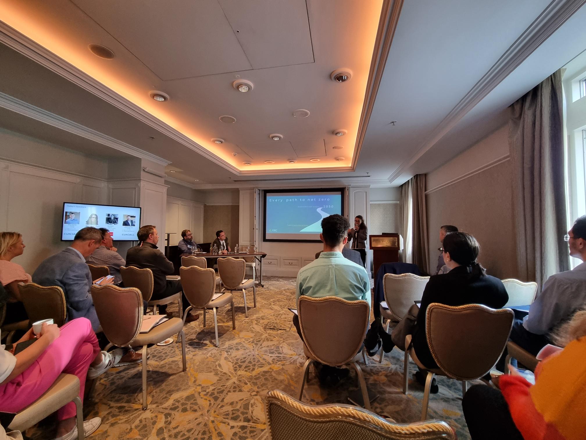 Marion Jammet (IGBC) speaking at WGBW's Cundall event