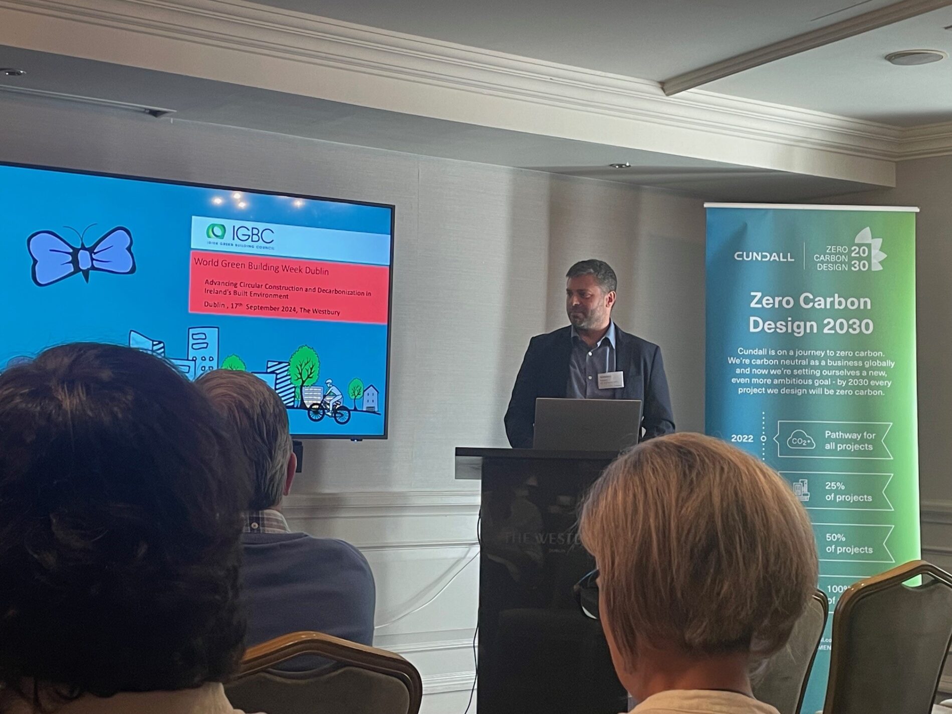 Giovanni Impoco, Circularity Lead at IGBC, speaking at the industry event in partnership with Cundall
